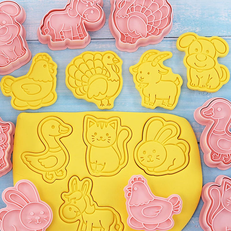 2 Sets of Animal Shaped Cookie Mold Baking Molds Reusable Cookie Stamps Biscuit Cutters - Image 3