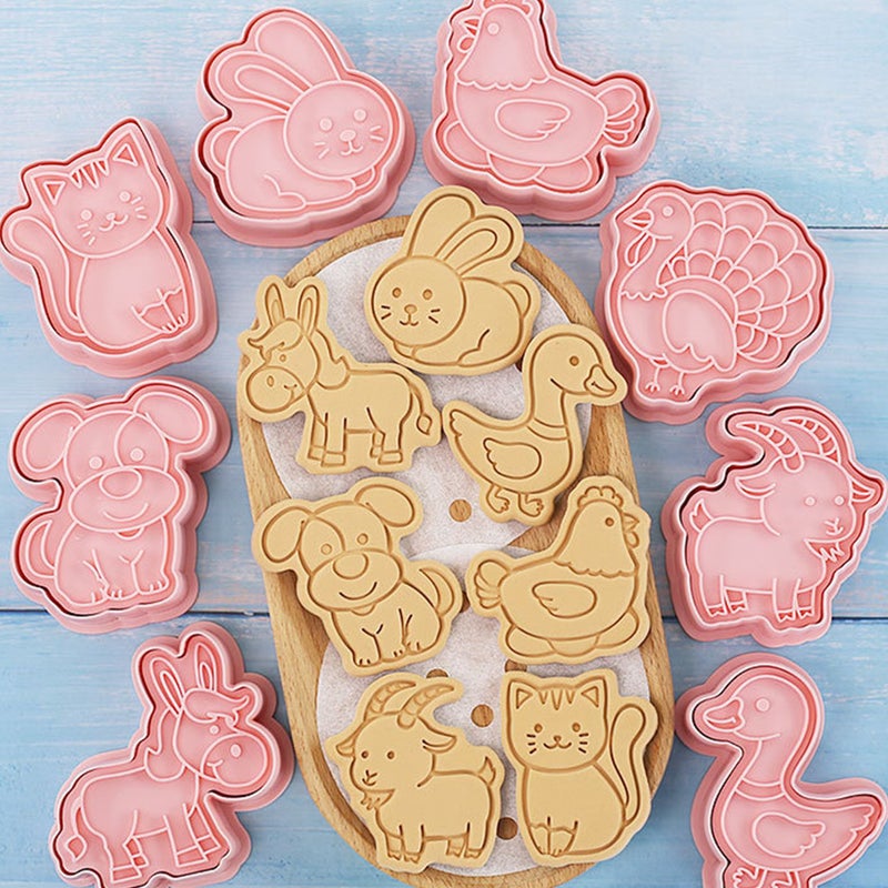 2 Sets of Animal Shaped Cookie Mold Baking Molds Reusable Cookie Stamps Biscuit Cutters - Image 4