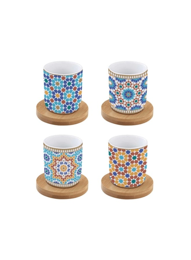 Easy Life 4-Piece Modern Marrakech Design Cup and Saucer Set Multicolor 110ml - Image 1