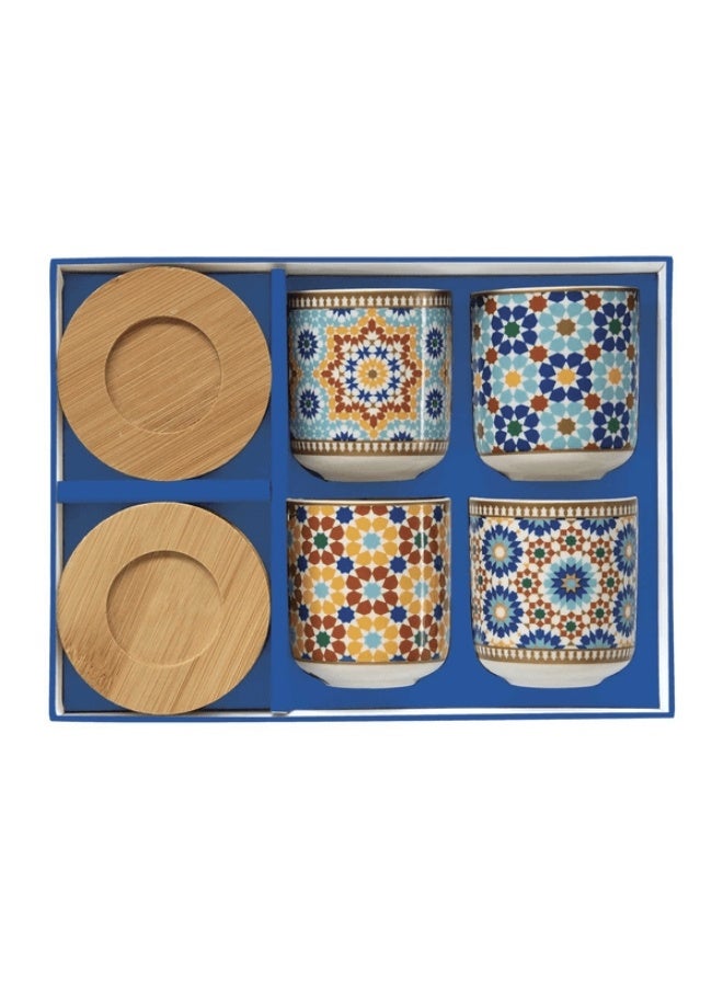 Easy Life 4-Piece Modern Marrakech Design Cup and Saucer Set Multicolor 110ml - Image 2