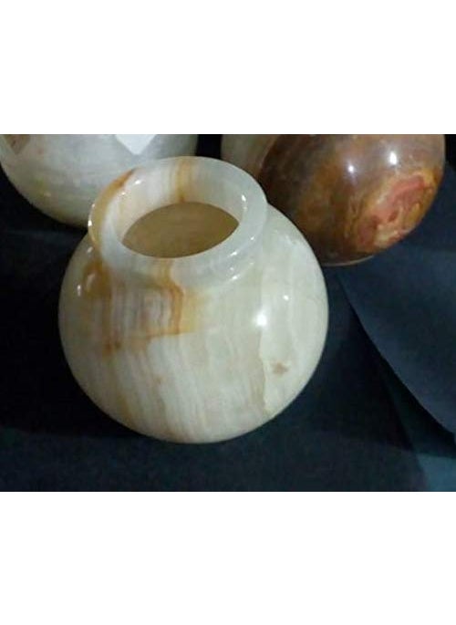 R&M - RM Onyx Stone Kalash Pot for Home Puja Place Decoration Festive Season Gift by Rameshwaram Marble - Image 1