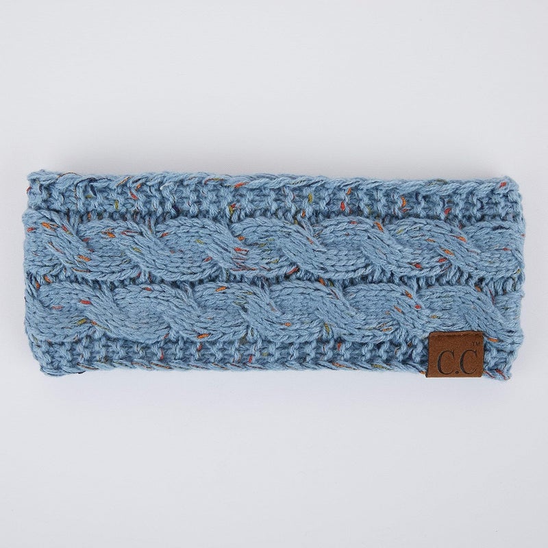 Cc Winter Fuzzy Fleece Lined Thick Knitted Diagonal Stripes Criss-Cross Pattern Headband Headwrap (HW-2060) - Image 2