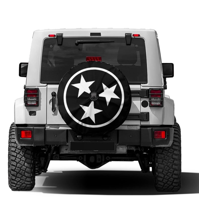 Delerain Spare Tire Cover with Backup Camera Hole Tennessee Flag Wheel Covers Waterproof DustProof UV Sun Universal Fit for Trailer RV SUV Truck 17 Inch for Diameter 3133
