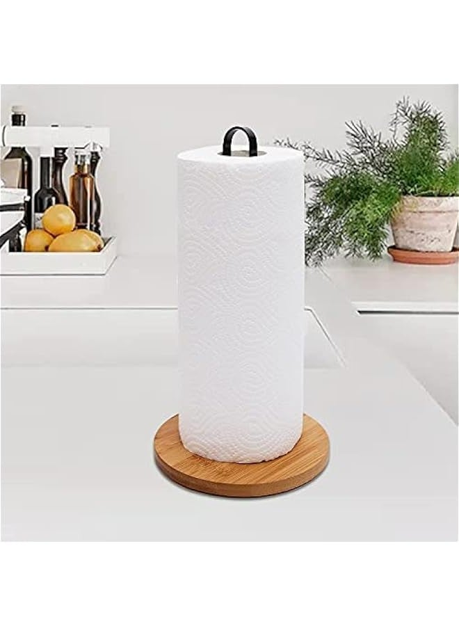 Wooden Countertop Paper Towel Holder Stand for Kitchen or Bathroom With Non-Slip Base - Image 2