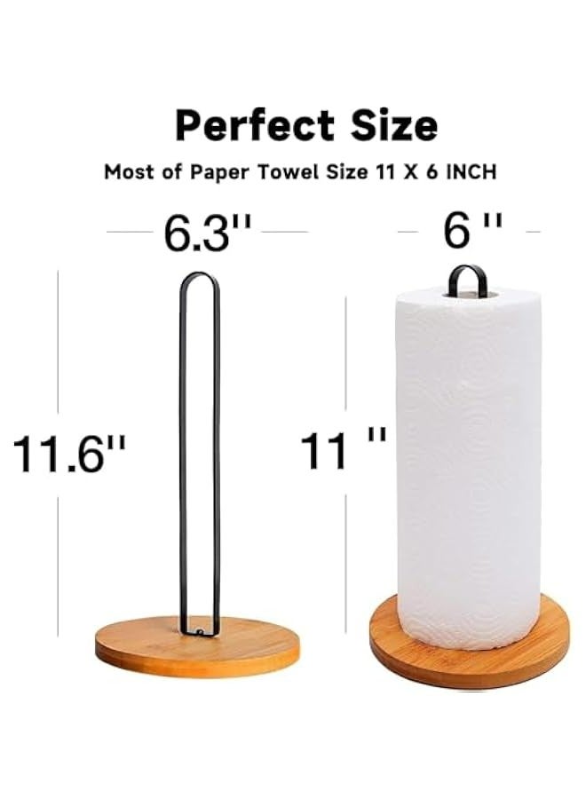 Wooden Countertop Paper Towel Holder Stand for Kitchen or Bathroom With Non-Slip Base - Image 3