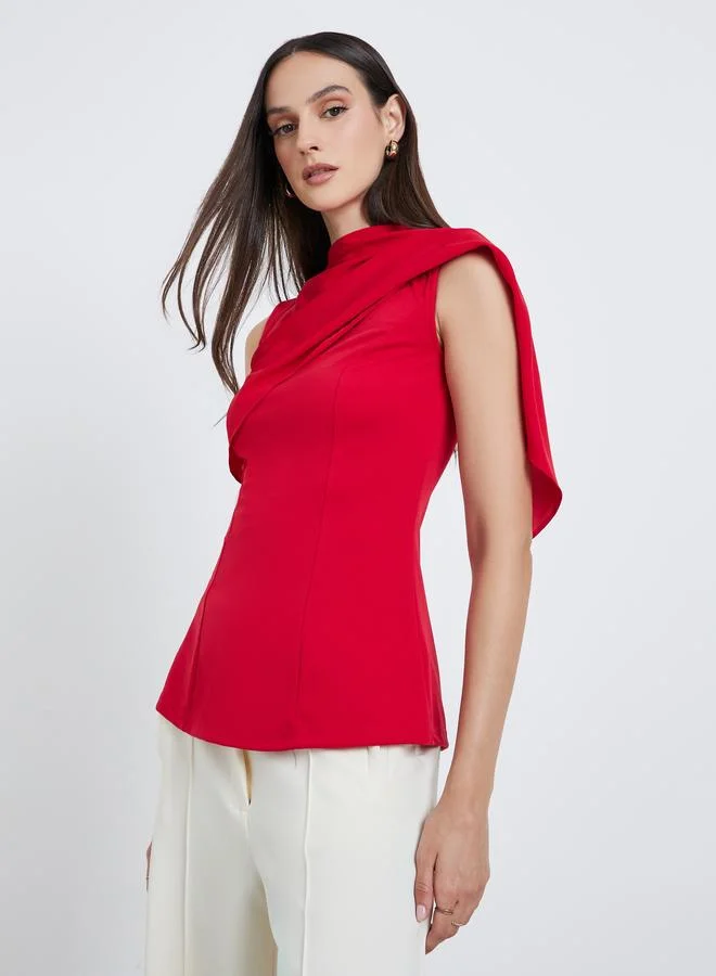 Styli Styli Solid Sleeveless Draped Detail Top
