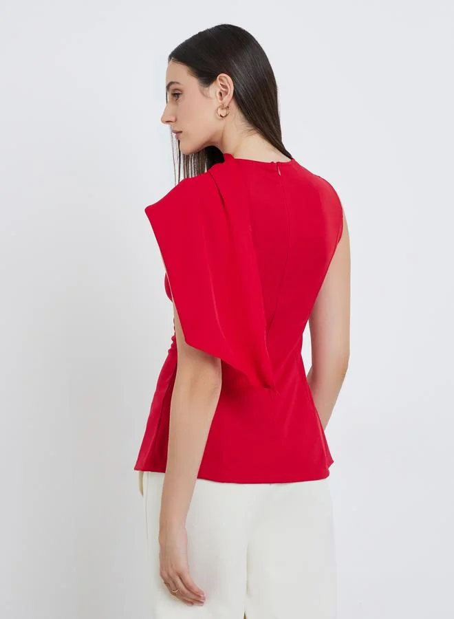 Styli Styli Solid Sleeveless Draped Detail Top