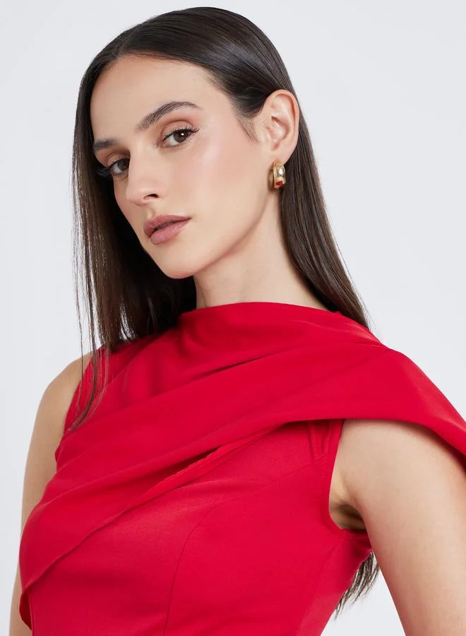 Styli Styli Solid Sleeveless Draped Detail Top