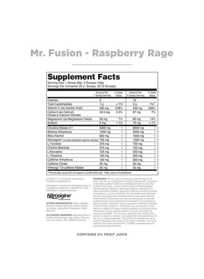 Nutrithority Mr.Fusion Pre Workout Supplement by Nutrithority, Raspberry Rage, 40 Servings - Intense Focus & Pumps, Nitric Oxide Booster, No Crash - Powerful Energy Powder to Increase Strength & Gains - Image 2
