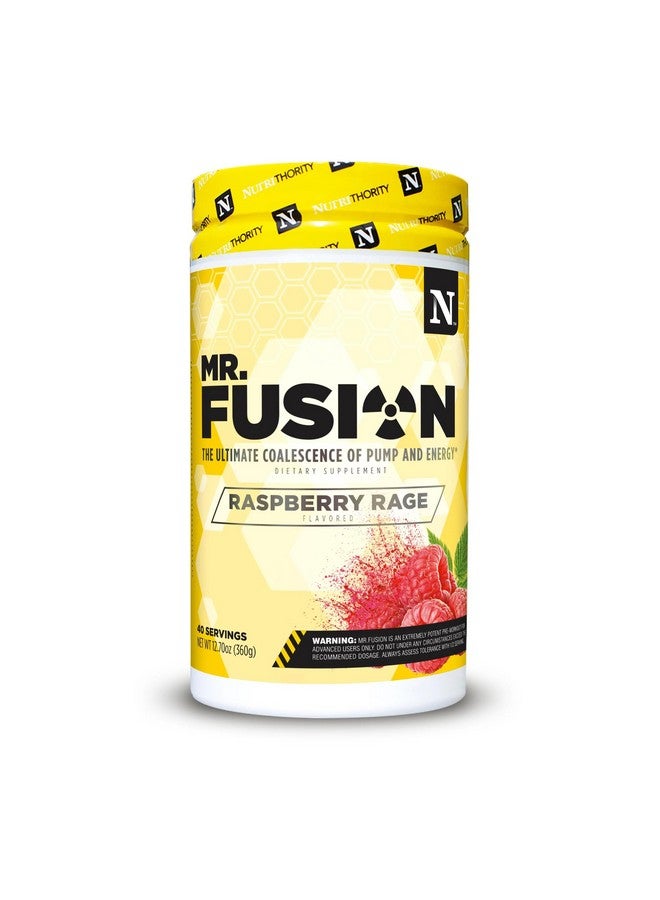 Nutrithority Mr.Fusion Pre Workout Supplement by Nutrithority, Raspberry Rage, 40 Servings - Intense Focus & Pumps, Nitric Oxide Booster, No Crash - Powerful Energy Powder to Increase Strength & Gains - Image 1