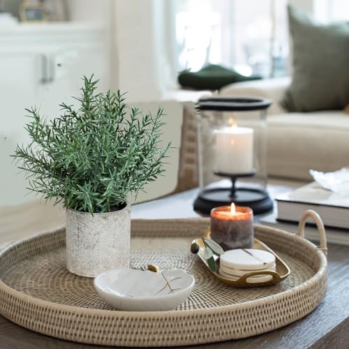 Coferset 2 Pack Small Fake Plants Rosemary Potted Artificial Plants for Shelf Desk Home Kitchen Bathroom Farmhouse Room Coffee Table Decor (Green) - Image 2