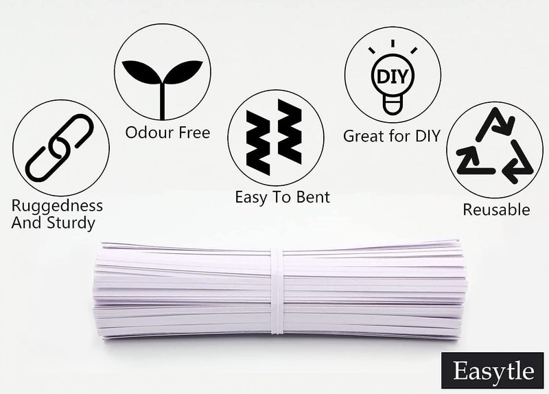 Easytle 600 Pcs 5" White Paper Twist Ties Bread Ties White Twist Ties Twisty-Ties Bag Ties Twist Ties for Bags Bread Wire Ties Twist Tie for Party Cello Candy Bread Coffee Bags Cake Pops - Image 3