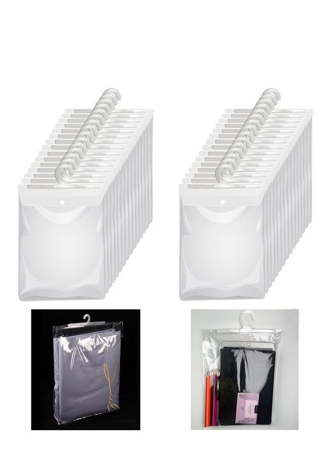 VAVIA 25 Pack Hanging Storage Bags with Hanger,9 x 11" Large Hook Hang-Up Clear Plastic Bags,Book Pouch School Supply Kit Classroom Organization for Classroom Library School Supplies Home Pharmacy Use - Image 1