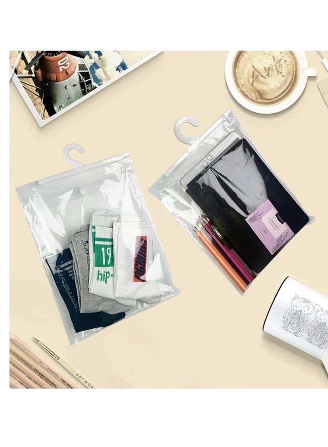 VAVIA 25 Pack Hanging Storage Bags with Hanger,9 x 11" Large Hook Hang-Up Clear Plastic Bags,Book Pouch School Supply Kit Classroom Organization for Classroom Library School Supplies Home Pharmacy Use - Image 3