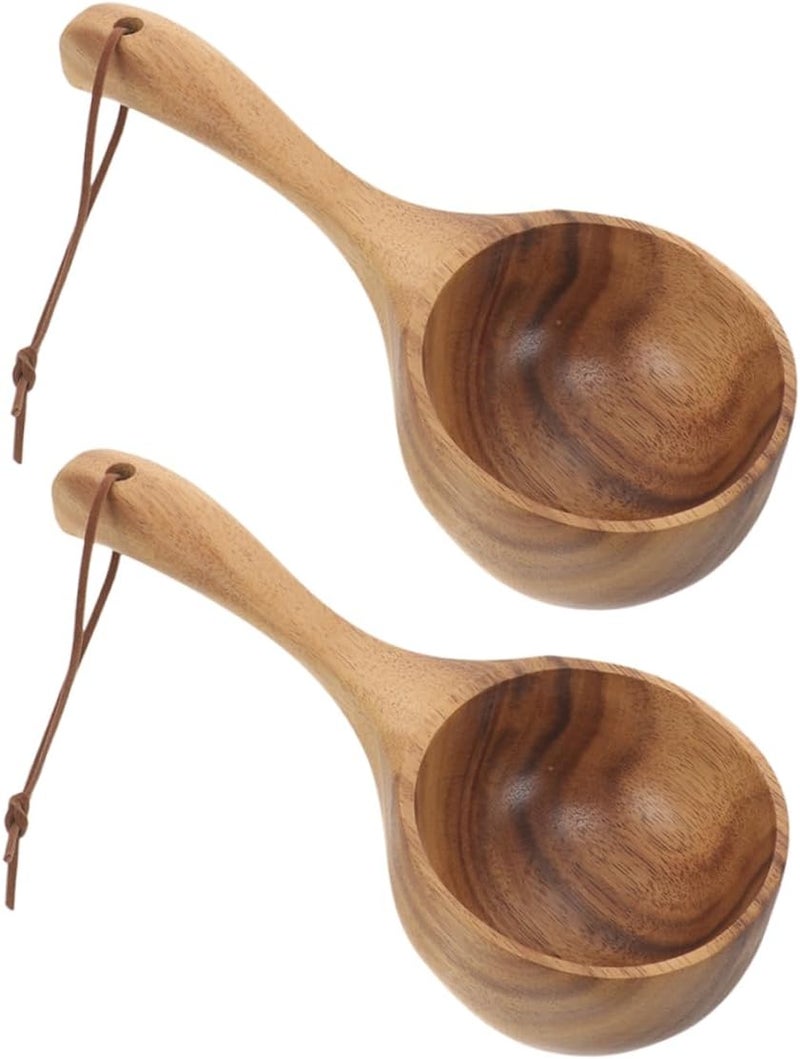 PRETYZOOM 2pcs Bathing Scoop Long Handle Water Ladle for Bathroom Spa Sauna Multipurpose Shampoo Rinse Cup - Image 1