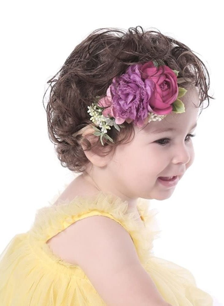 KASTWAVE 6 Pack Delicate Floral Rose Flower Super Stretchy Nylon Headbands Hair Bands Accessories for Baby Girls Newborns Infants Toddlers Kids - Image 3