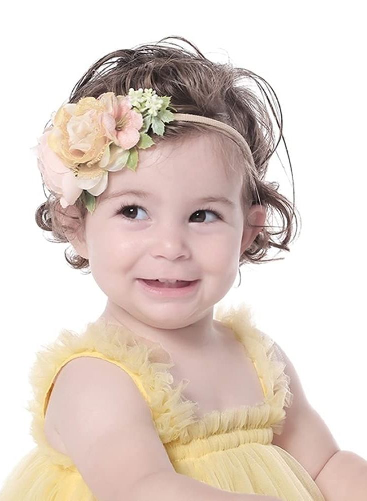 KASTWAVE 6 Pack Delicate Floral Rose Flower Super Stretchy Nylon Headbands Hair Bands Accessories for Baby Girls Newborns Infants Toddlers Kids - Image 5