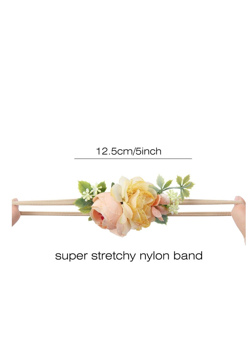 KASTWAVE 6 Pack Delicate Floral Rose Flower Super Stretchy Nylon Headbands Hair Bands Accessories for Baby Girls Newborns Infants Toddlers Kids - Image 4