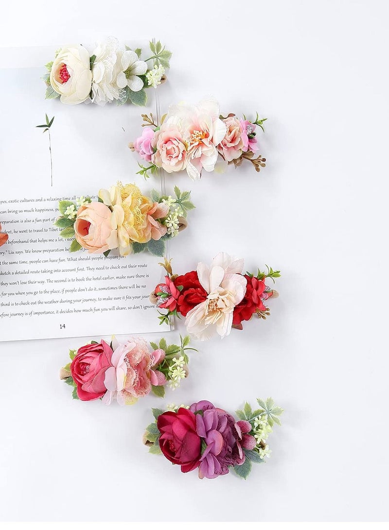 KASTWAVE 6 Pack Delicate Floral Rose Flower Super Stretchy Nylon Headbands Hair Bands Accessories for Baby Girls Newborns Infants Toddlers Kids - Image 2