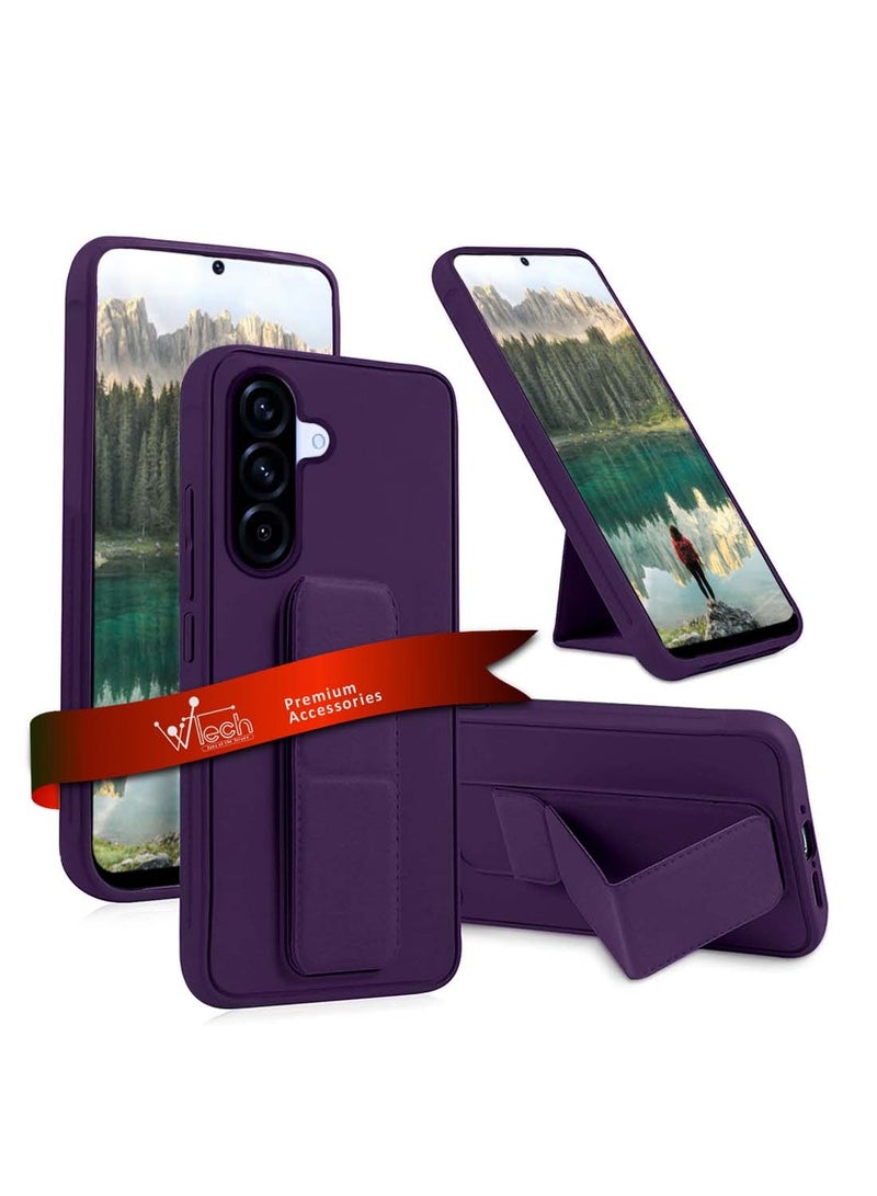 Wtech Samsung Galaxy A36 5G 2025 / Samsung Galaxy A56 5G 2025 Hand Grip Foldable Magnetic Kickstand Wrist Strap Finger Grip With Built-In Iron Case Cover - Eggplant Purple - Image 1