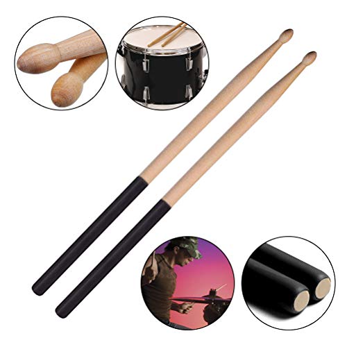 Aulufft Drum Stick Set,1 Pair 5A Classic Maple Wood Drum Sticks and 1 Pair Retractable Drum Wire Brushes and 1 Pair Rods Drum Brushes with Storage Bag for Rock Band,Jazz Folk Total 3 Pairs - Image 2