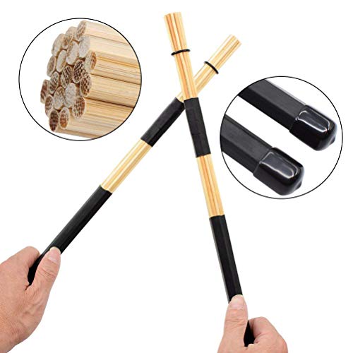 Aulufft Drum Stick Set,1 Pair 5A Classic Maple Wood Drum Sticks and 1 Pair Retractable Drum Wire Brushes and 1 Pair Rods Drum Brushes with Storage Bag for Rock Band,Jazz Folk Total 3 Pairs - Image 4