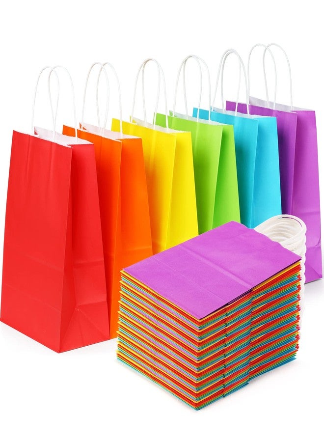 SHOPDAY 36 PCS Rainbow Kraft Paper Gift Bags with Handles, Medium Size 8 x 4.25 x 10.5 Inches, 6 Assorted Colors for Birthday, Wedding, Baby Shower, Multi-purpose Occasion - Image 1