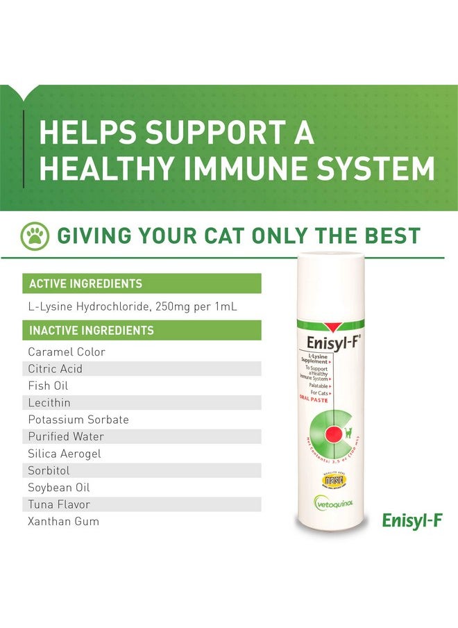 Vetoquinol Vetoquinol Enisyl-F Oral Paste: L-Lysine Supplement for Cats - Tuna Flavor, 3.4oz (100mL) Pump  - Image 3