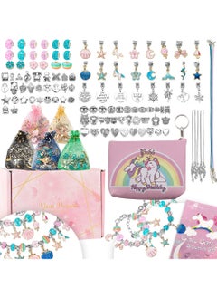 AMROAH 102 Pieces Charm Bracelets Kit, Jewerly Cute Creativity Toy Making Bracelets Kit Necklace with Unicorn Diy Craft Set Birthday Gift Present for Girl Teen Age 4 5 6 7 8 9 10 11 12 Year Old  - Image 1