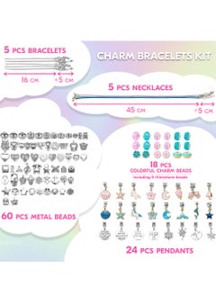 AMROAH 102 Pieces Charm Bracelets Kit, Jewerly Cute Creativity Toy Making Bracelets Kit Necklace with Unicorn Diy Craft Set Birthday Gift Present for Girl Teen Age 4 5 6 7 8 9 10 11 12 Year Old  - Image 5