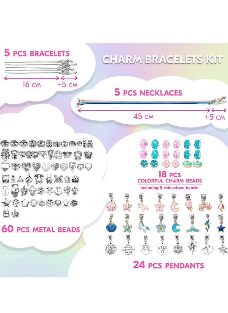 AMROAH 102 Pieces Charm Bracelets Kit, Jewerly Cute Creativity Toy Making Bracelets Kit Necklace with Unicorn Diy Craft Set Birthday Gift Present for Girl Teen Age 4 5 6 7 8 9 10 11 12 Year Old  - Image 5