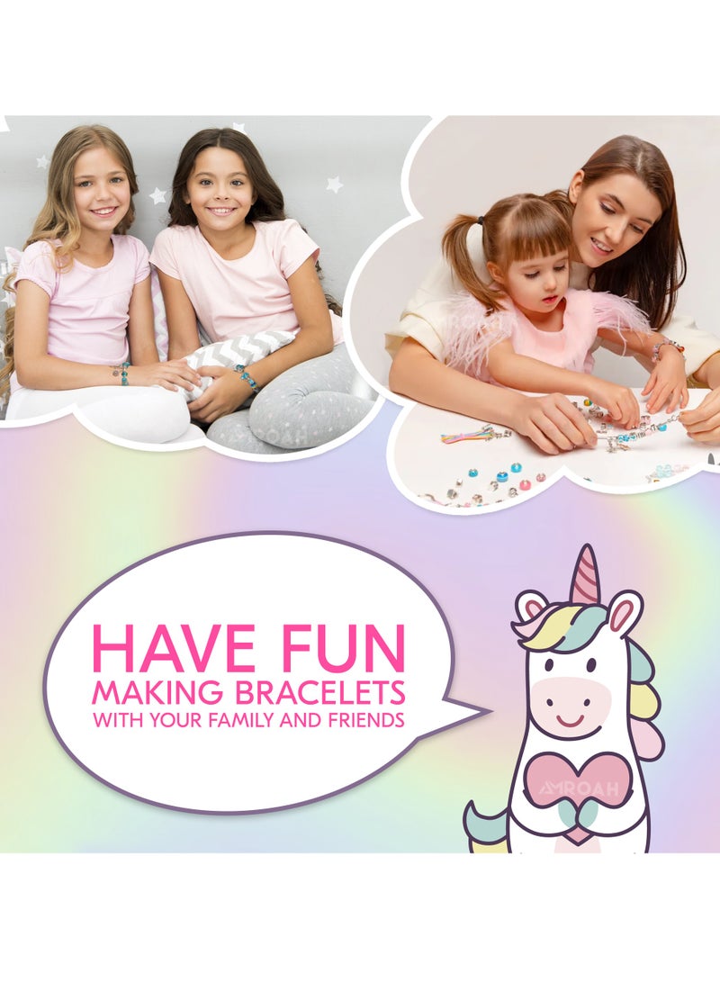 102 Pieces Charm Bracelets Kit, Jewerly Cute Creativity Toy Making Bracelets Kit Necklace with Unicorn Diy Craft Set Birthday Gift Present for Girl Teen Age 4 5 6 7 8 9 10 11 12 Year Old