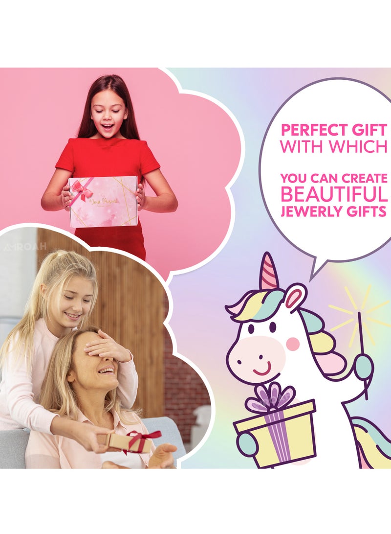102 Pieces Charm Bracelets Kit, Jewerly Cute Creativity Toy Making Bracelets Kit Necklace with Unicorn Diy Craft Set Birthday Gift Present for Girl Teen Age 4 5 6 7 8 9 10 11 12 Year Old