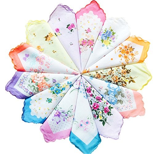 CoCoUSM Womens Vintage Floral Print Cotton handkerchiefs Bulk 10 PCS - Image 3
