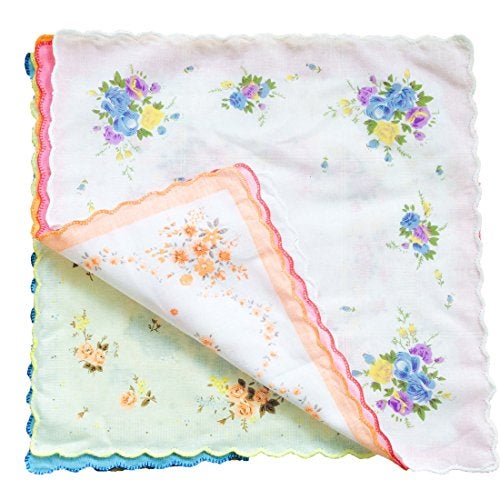 CoCoUSM Womens Vintage Floral Print Cotton handkerchiefs Bulk 10 PCS - Image 5