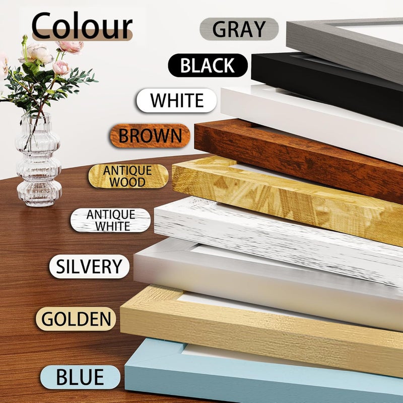 PICRIT 5x7 إطار الصورة لتصاعد الجدار أو جدول عرض أعلى عرض من 12 عرض 4 × 6 مع حصيرة أو 5x7 بدون حصيرة الأزرق. - Image 5