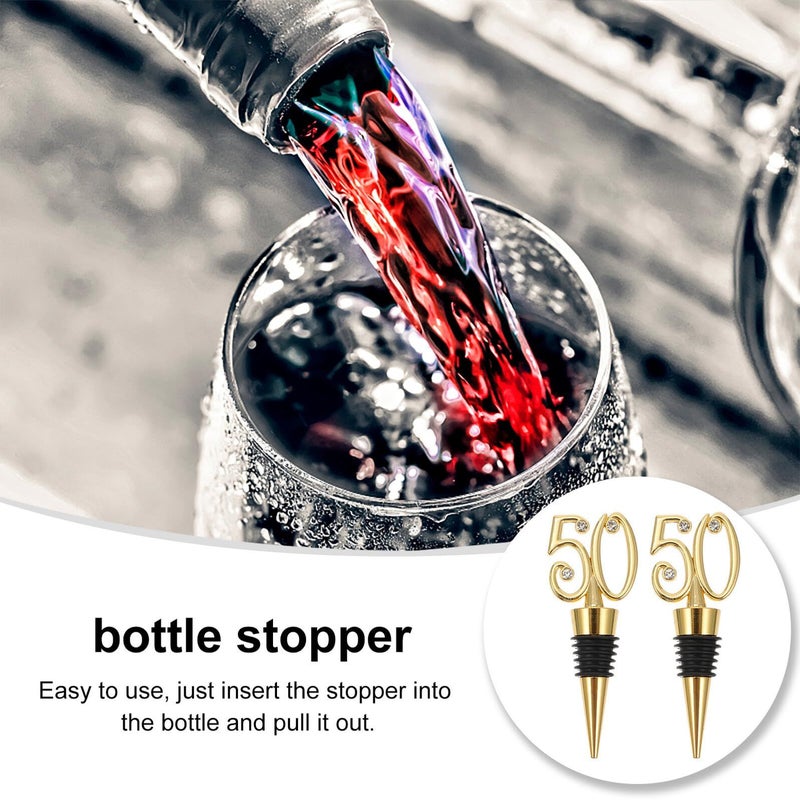 Zerodeko 2pcs Number 50 Wine Bottle Stopper Alloy Sealing Caps Birthday Party Decor - Image 4