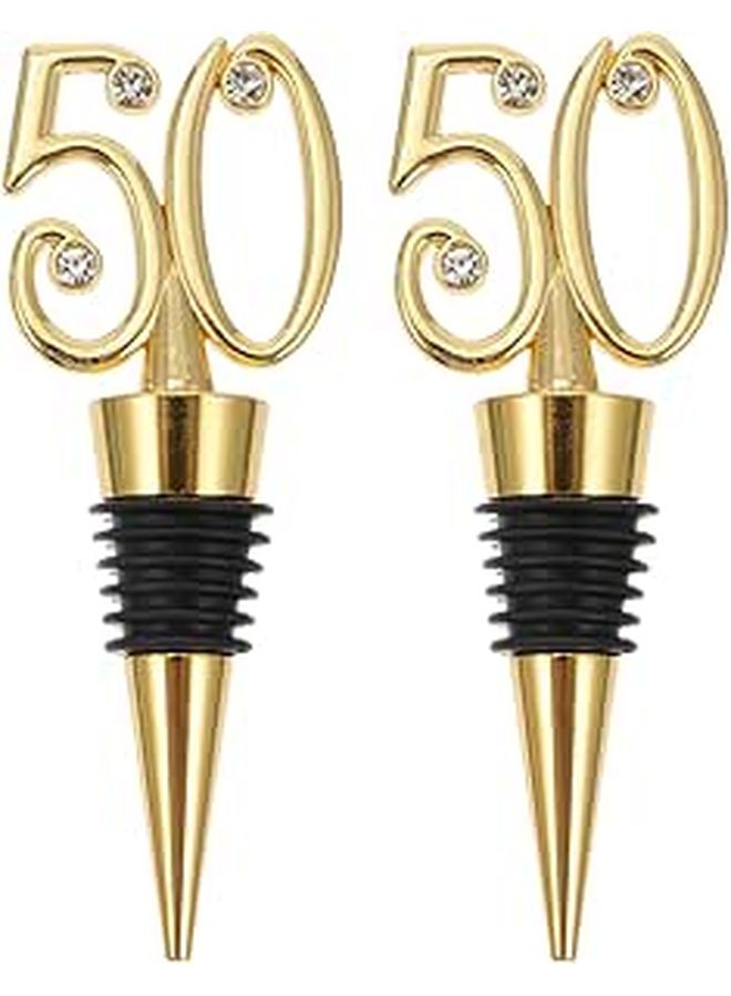 Zerodeko 2pcs Number 50 Wine Bottle Stopper Alloy Sealing Caps Birthday Party Decor - Image 1