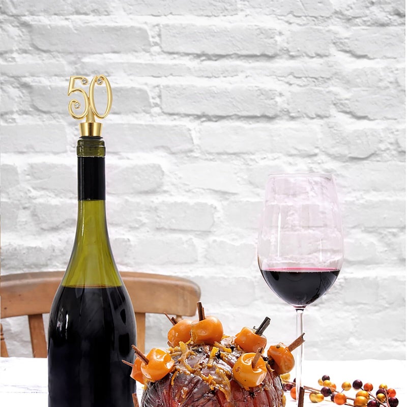 Zerodeko 2pcs Number 50 Wine Bottle Stopper Alloy Sealing Caps Birthday Party Decor - Image 5