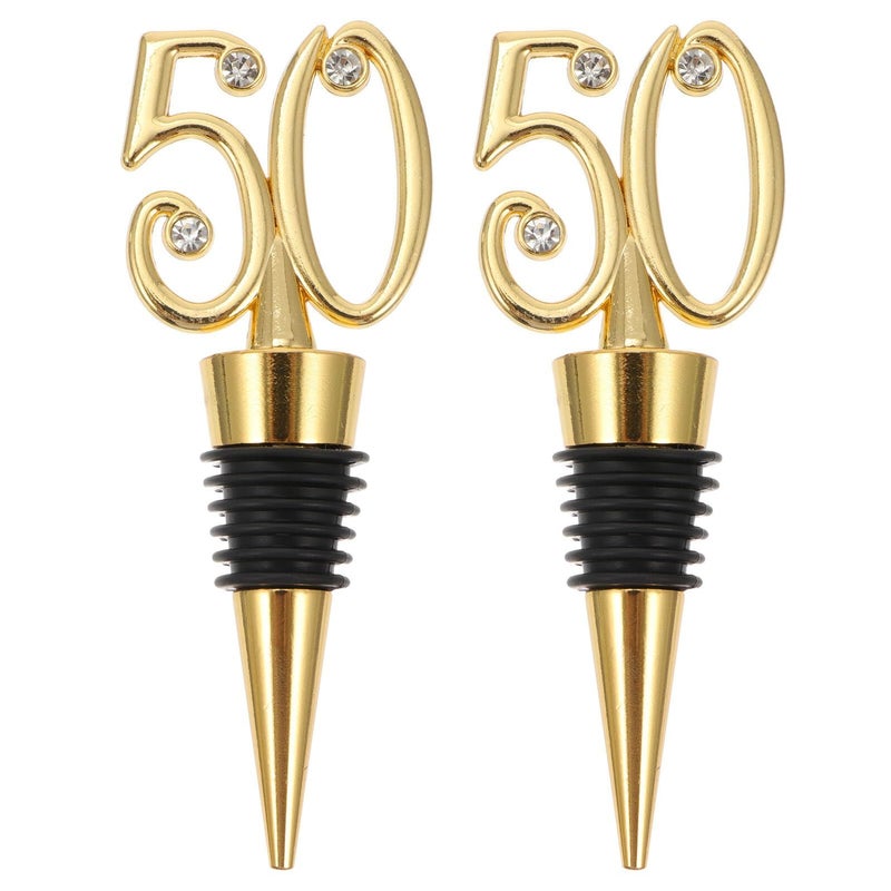 Zerodeko 2pcs Number 50 Wine Bottle Stopper Alloy Sealing Caps Birthday Party Decor - Image 2