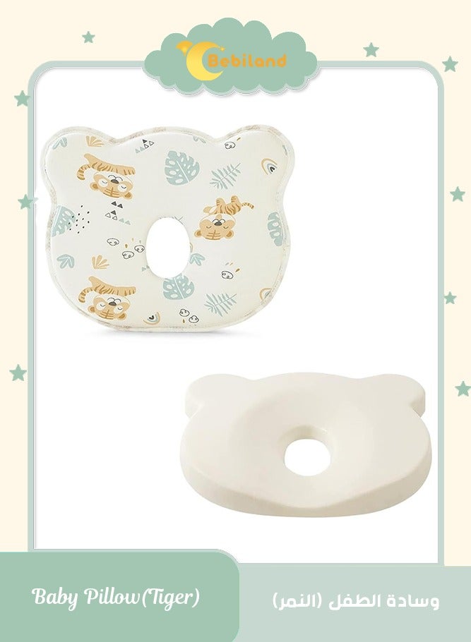 بيبي لاند وسادة اطفال ناعمة ومريحة ، تمنع الراس المسطح وتشكيل راس الرضع، مثالية للنوم ودعم الراس لحديثي الولادة والرضع من عمر 0-36 شهر (نمر) - Image 1