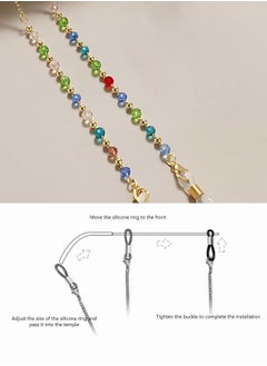 roaiss Eyeglass Chain for Women Eyewear Strap Holders around Neck Mask Necklace Lanyard Colorful Crystal Beaded Reading Glasses Cords Retainer  - Image 5