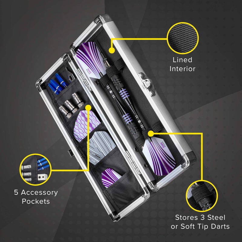 CASEMASTER حافظة كاسماستر أكوليد المصنوعة من الألمنيوم، تحمل 3 سهام حديدية وناعمة، تصميم نحيف يناسب جيبك مع الحفاظ على سهامك بحالة ممتازة، أسود - Image 2