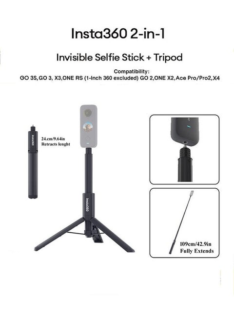 Insta360 Selfie Stick with Built in Tripod for ONE X2, R Cameras