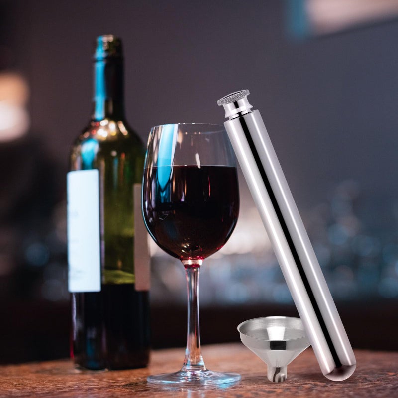 RAYNAG 2 oz Mini Stainless Steel Flask & Funnel Set, Pocket Hip Flask, Liquor Bottle, Cylinder, Silver - Image 3