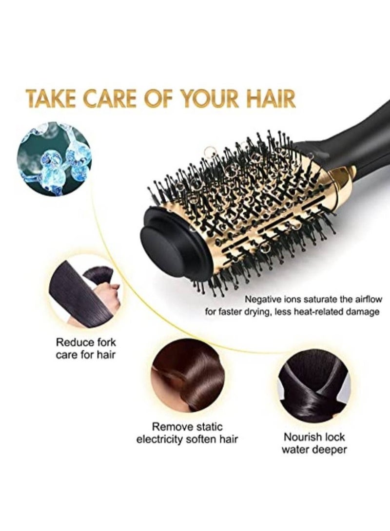 DSP One-Step Hair Dryer Brush For Styling and Frizz Control Negative Ionic Hot Air Brush Volumizer Ceramic Coating Gold - Image 2
