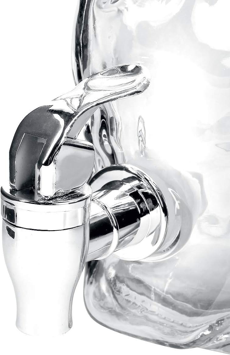 WRINGO 4 Litre Skull Glass Iced Drink Dispenser Tap,Glass Lid – Cold Beverage Dispenser for Beer, Water, Cocktails, Detox Drinks & More, Perfect for Parties, Home & Events (WR-07) - Image 3