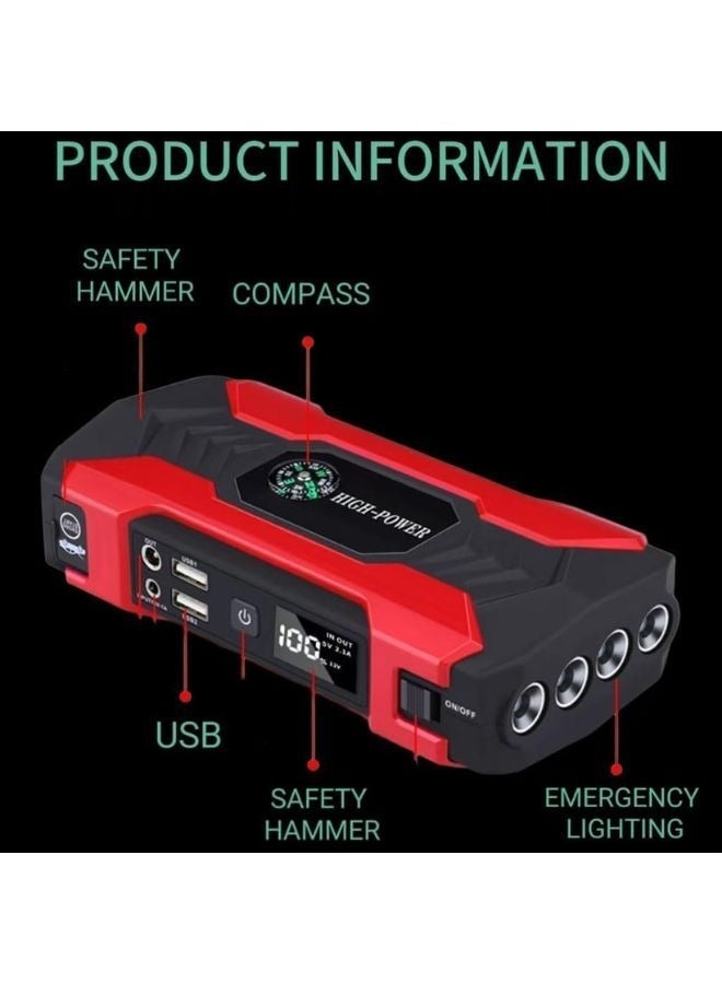 SMARTX Car Jump Starter 28000mah Water-Resistant Jump Starter Battery Pack, Battery Jumper Starter Portable 200W,12V/1A, Emergency Car Battery Booster Jump Starter With LED Light Function - Image 3