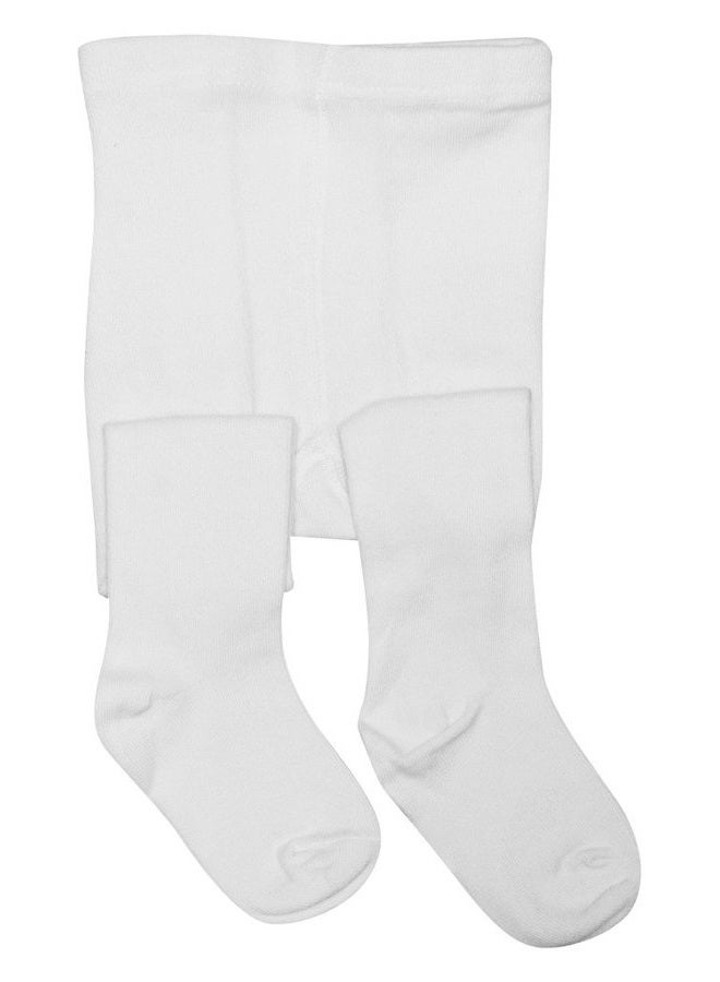 BEAR MUM Baby Girls' Seamless Organic Cotton Tights, White, 0-6 Months - Image 1