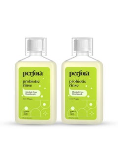 Perfora Perfora Lemon Mint Mouth Wash | Mouth Freshener with Probiotics, Hyaluronic Acid, & Vitamin C | No Artificial Flavors & Colors | Alcohol Free | Suitable for Men, Women, Children | Pack of 2 (200ml)  - Image 1